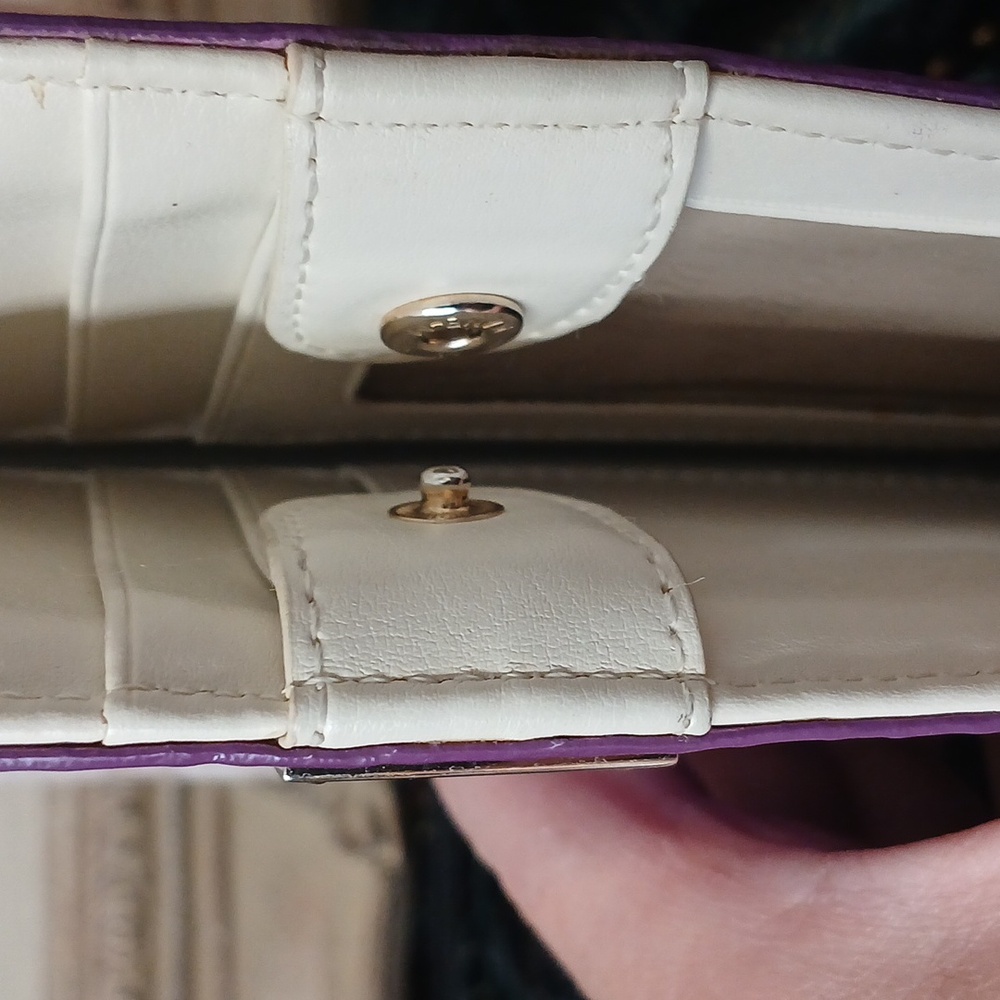 KATE SPADE ♠️ Carmine Street Bazookapik Purple Polka Dot Texture Snappy Wallet - Picture 5 of 11